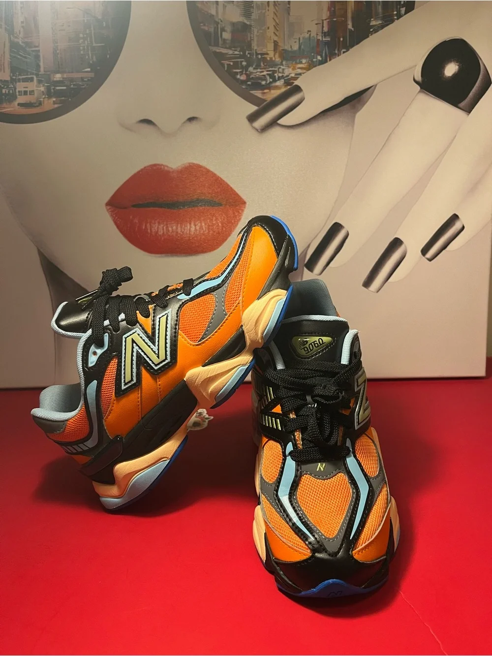 New Balance Kids Orange, Black & Light Blue Sneakers